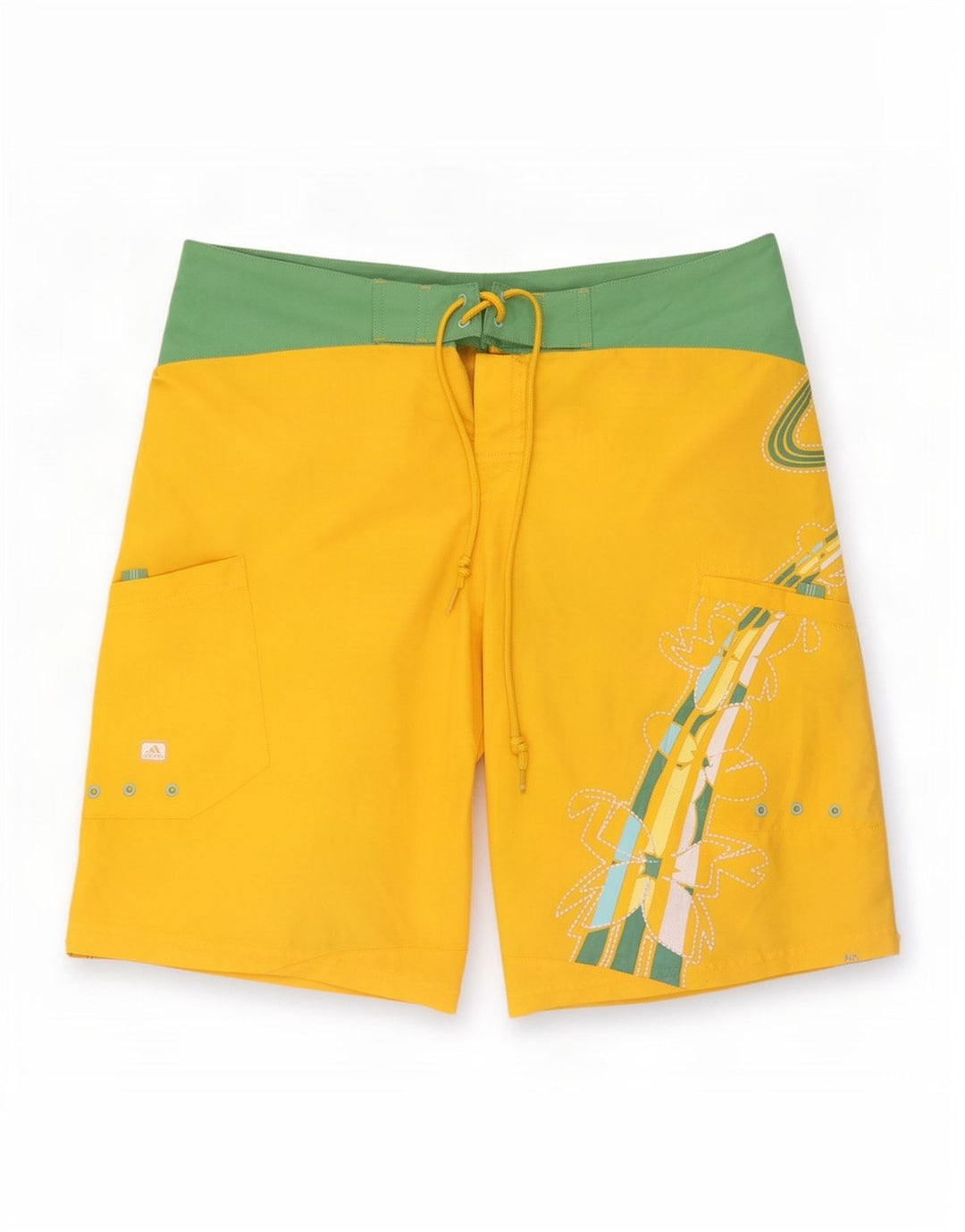 Adidas Mens Graphic Swimming Shorts Medium Yellow Colourblock Polyester