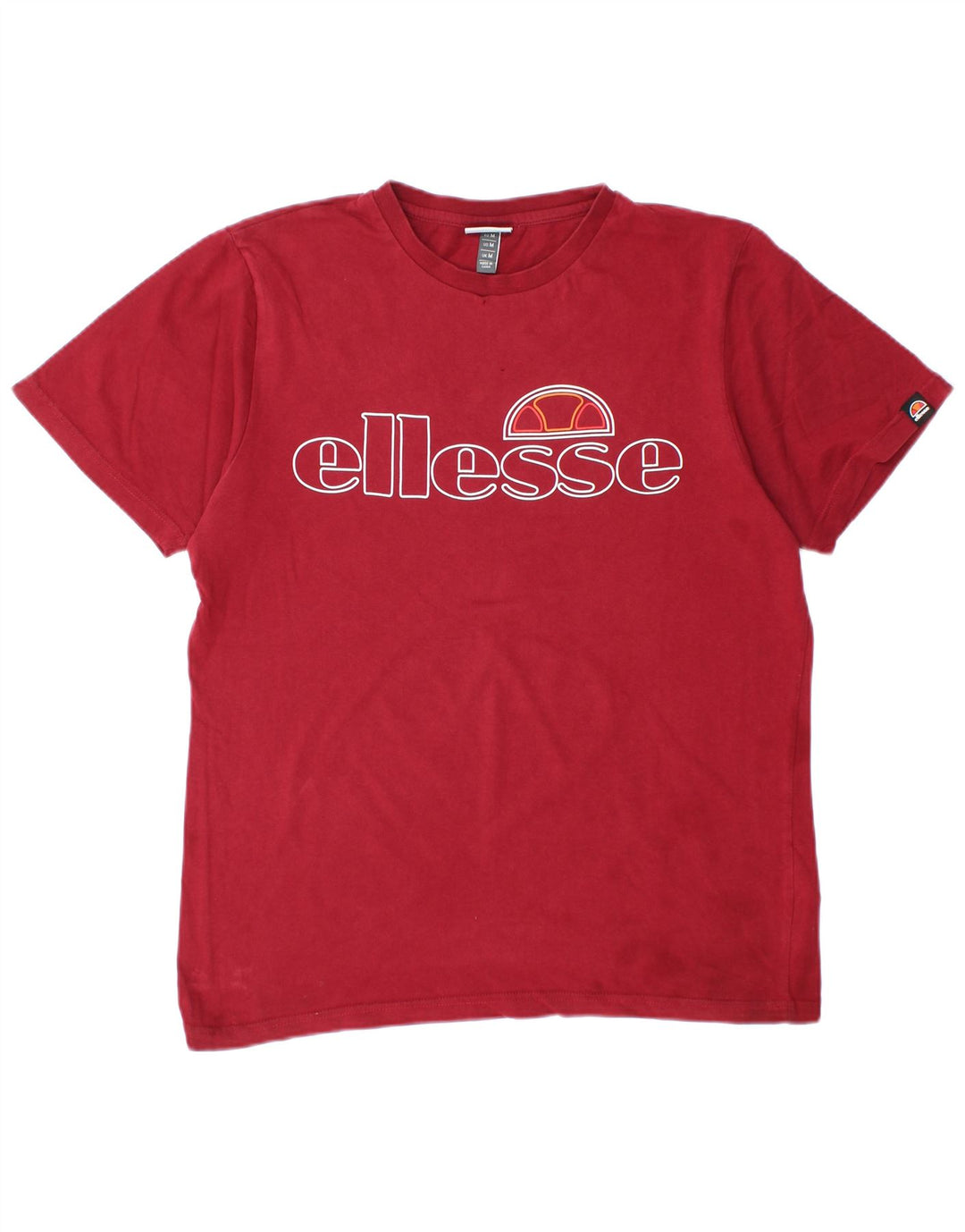 ELLESSE Mens Graphic T-Shirt Top Medium Red Cotton