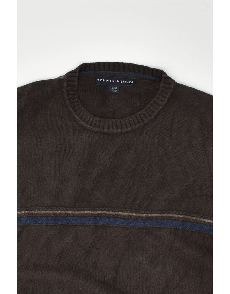 TOMMY HILFIGER Mens Crew Neck Jumper Sweater XL Brown Cotton | Vintage Tommy Hilfiger | Thrift | Second-Hand Tommy Hilfiger | Used Clothing | Messina Hembry 