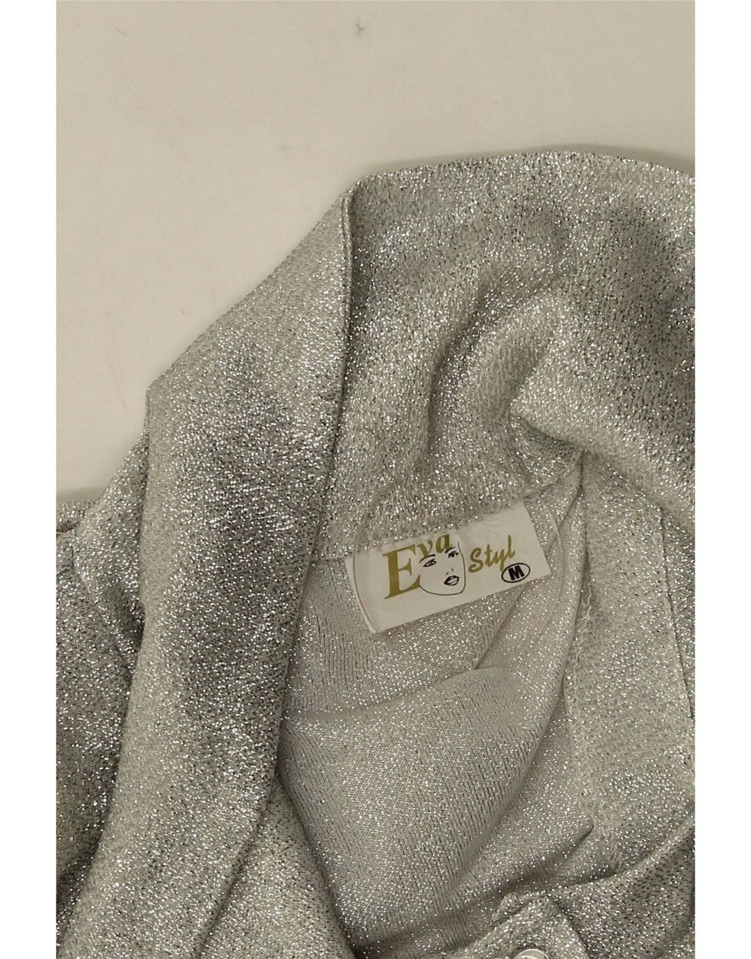 Vintage Womens Front Tie Shirt Blouse UK 12 Medium Silver Flecked