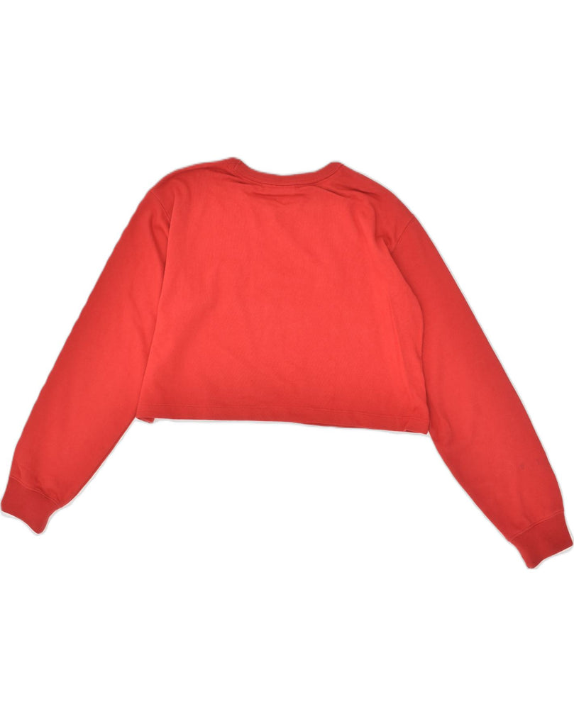 CHAMPION Womens Crop Graphic Sweatshirt Jumper UK 14 Medium Red Cotton | Vintage Champion | Thrift | Second-Hand Champion | Used Clothing | Messina Hembry 