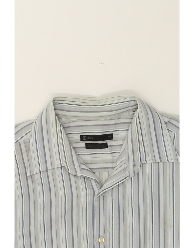 JULES Mens Coupe Ajustee Shirt 2XL Grey Striped Cotton | Vintage Jules | Thrift | Second-Hand Jules | Used Clothing | Messina Hembry 