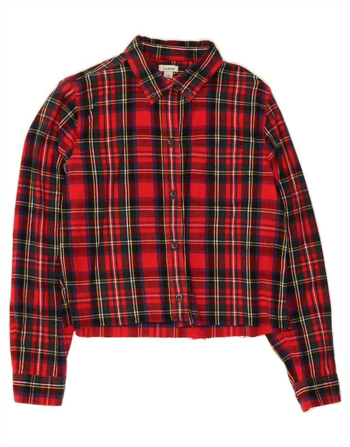 L.L.BEAN Womens Crop Overshirt Flannel Shirt UK 10 Small Red Check Vintage L.L.Bean and Second-Hand L.L.Bean from Messina Hembry 