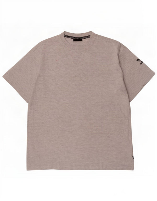 Adidas Mens T-Shirt Top UK 44/46 Large Grey Flecked Cotton