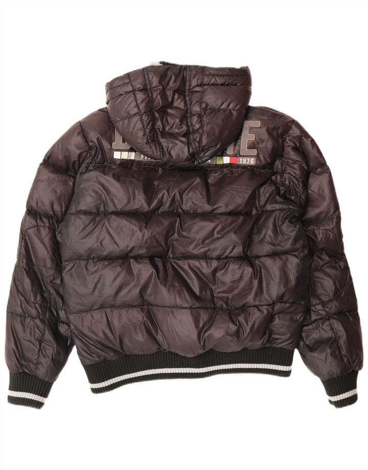 DOLOMITE Mens Graphic Hooded Padded Jacket UK 38 Medium Black Polyester