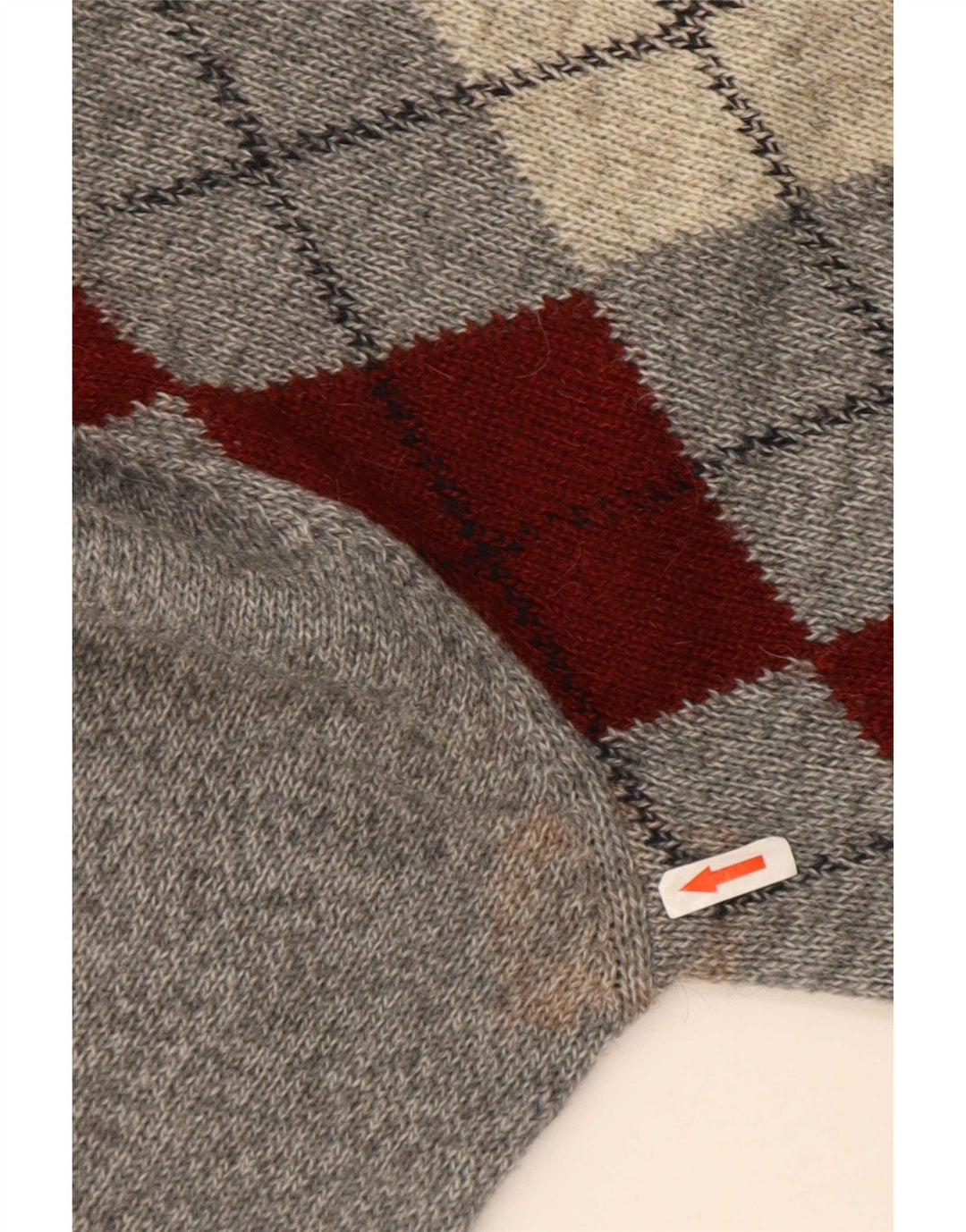 Rodes Mens Crew Neck Jumper Sweater IT 48 Medium Grey Argyle/Diamond