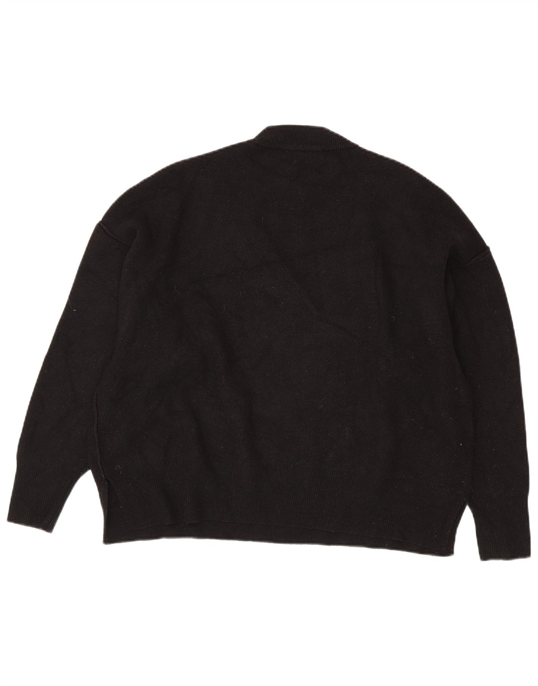 Zara Womens Oversized Crew Neck Jumper Sweater UK 10 Small Black Viscose