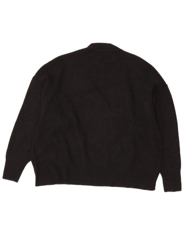 Zara Womens Oversized Crew Neck Jumper Sweater UK 10 Small Black Viscose