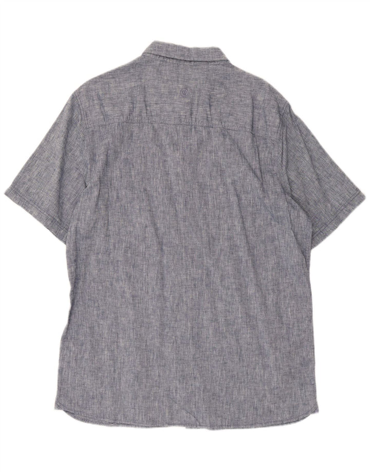 Fat Face Mens Short Sleeve Classic Fit Shirt Medium Blue Linen