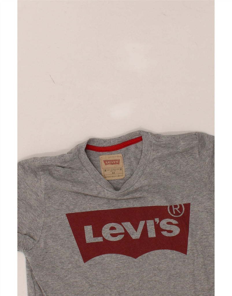 LEVI'S Boys Graphic T-Shirt Top 11-12 Years Grey Polyester Vintage Levi's and Second-Hand Levi's from Messina Hembry 