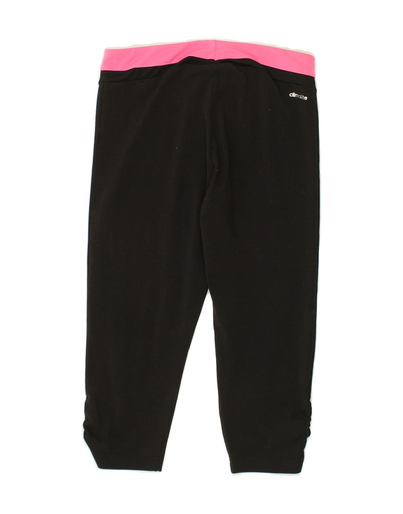 ADIDAS Womens Climalite Capri Leggings UK 12/14 Medium Black Polyester | Vintage Adidas | Thrift | Second-Hand Adidas | Used Clothing | Messina Hembry 