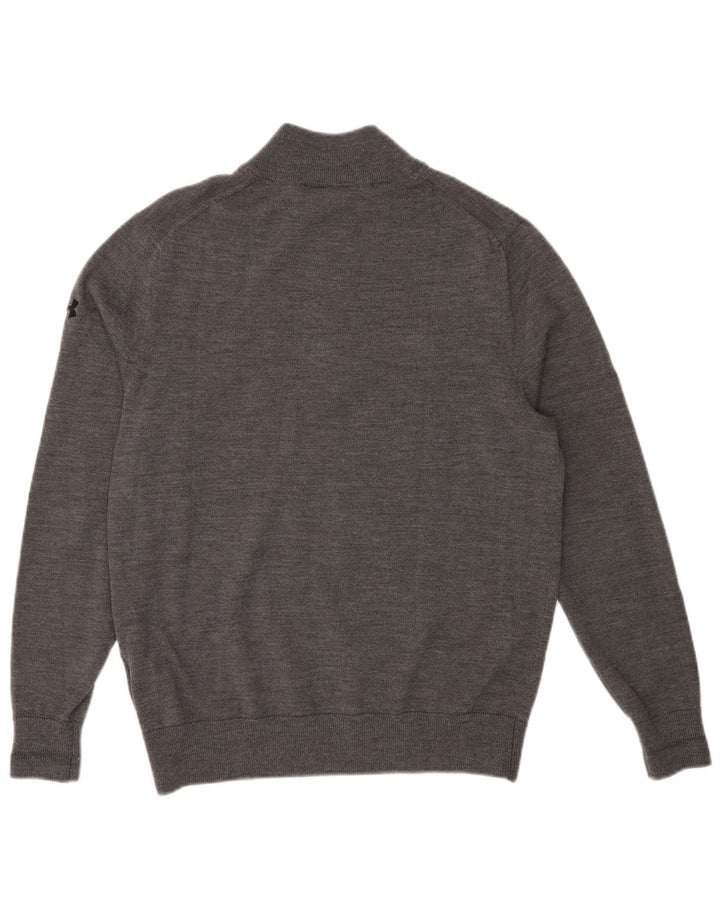 UNDER ARMOUR Mens Tall Graphic Zip Neck Jumper Sweater Medium Grey