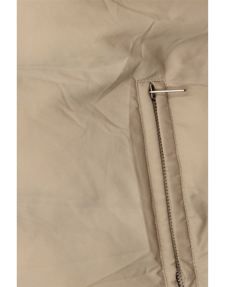 Zara Womens Longline Hooded Padded Gilet UK 14 Medium Beige Polyester