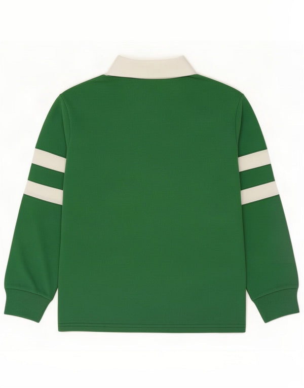 Benetton Boys Graphic Rugby Polo Shirt 7-8 Years Medium Green Colourblock
