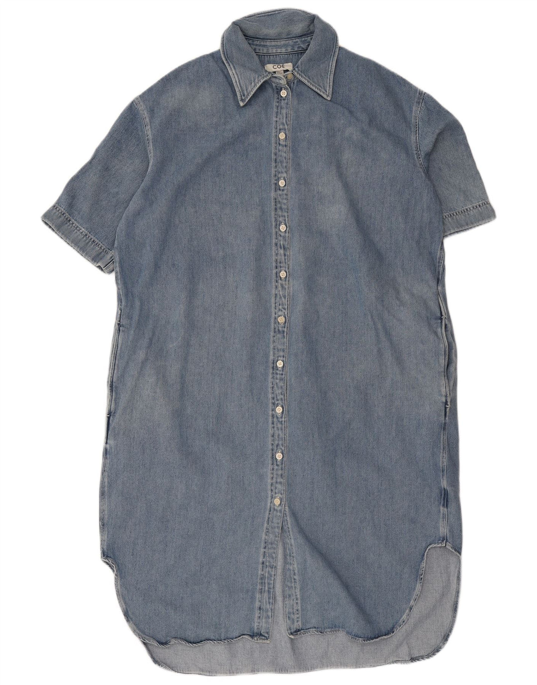 COS Womens Short Sleeve Oversized Denim Dress EU 40 Medium Blue Cotton