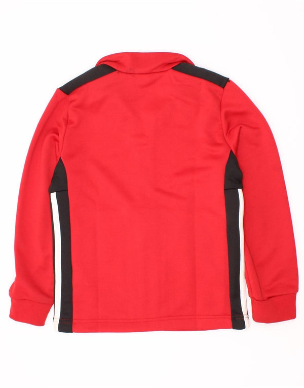 Adidas Boys Tracksuit Top Jacket 7-8 Years Red Colourblock Polyester