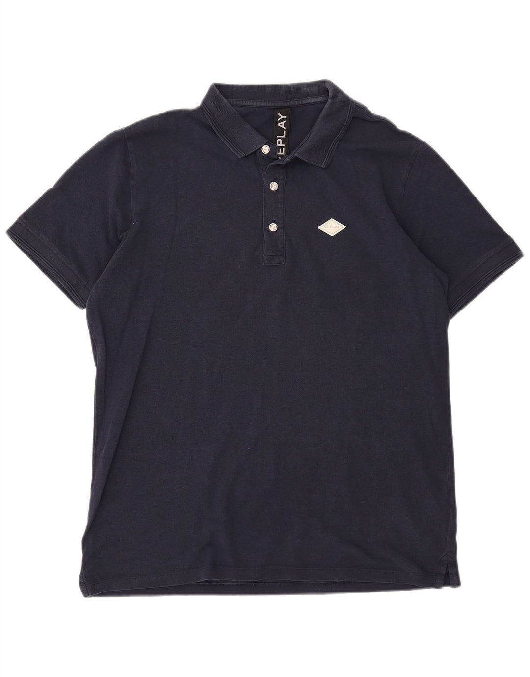 Replay Mens Polo Shirt 2XL Navy Blue Cotton