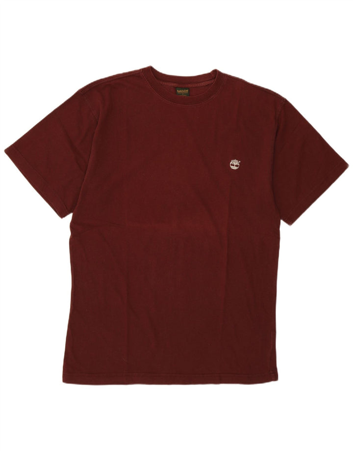Timberland Mens T-Shirt Top Small Burgundy Cotton