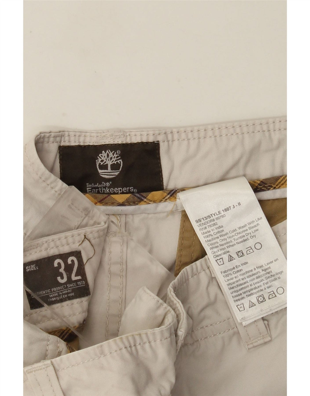 Timberland Mens Earthkeepers Chino Shorts W32 Medium Beige Cotton