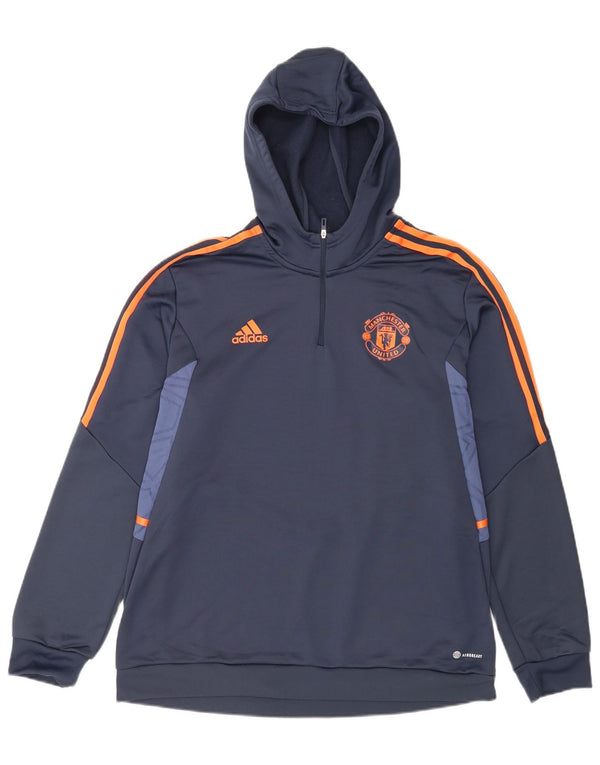 Adidas Mens Manchester United Hoodie Jumper XL Navy Blue Colourblock