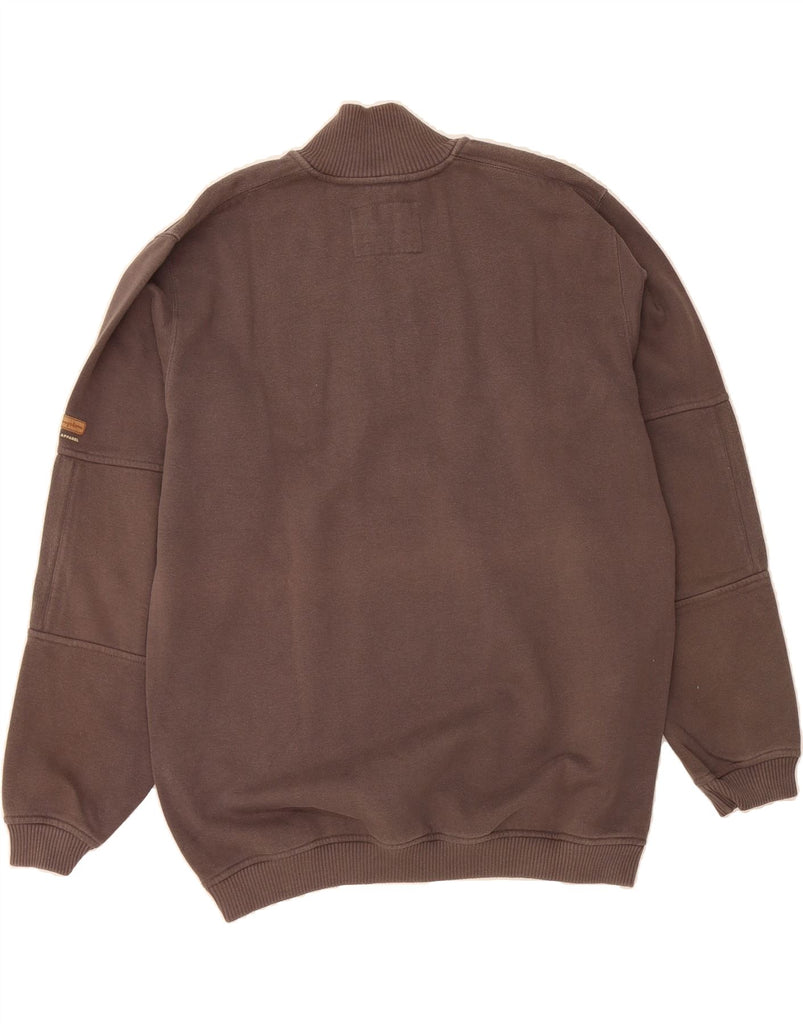 CHAMPION Mens Zip Neck Sweatshirt Jumper XL Brown Cotton Vintage Champion and Second-Hand Champion from Messina Hembry 