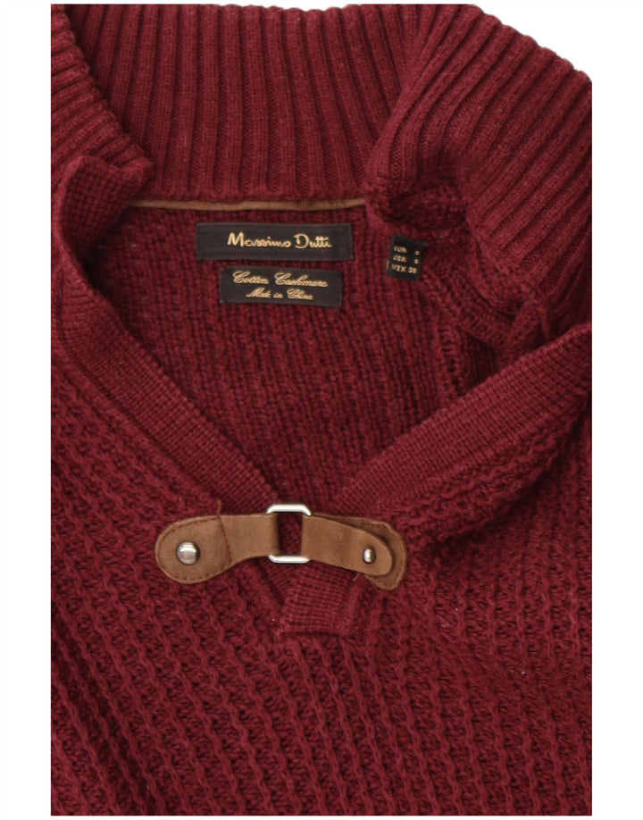Massimo Dutti Mens Turtle Neck Jumper Sweater Small Burgundy Cotton
