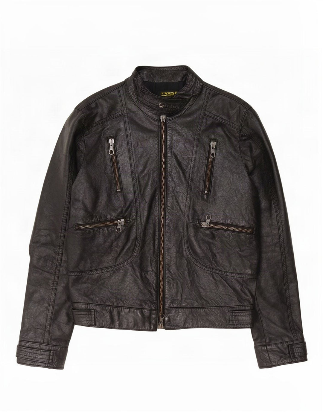 Vintage Mens Leather Jacket IT 50 Large Black