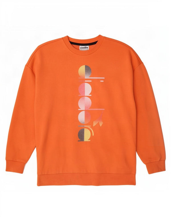 Diadora Womens Graphic Sweatshirt Jumper UK 20 2XL Orange Cotton