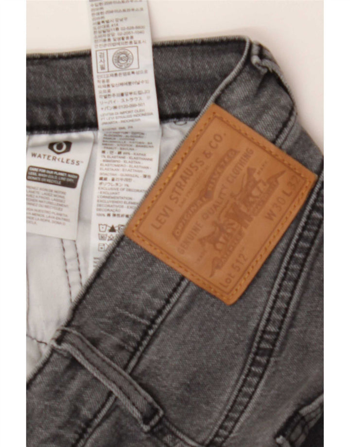 Levi's Womens 512 Slim Tapered Jeans W30 L32 Grey Cotton