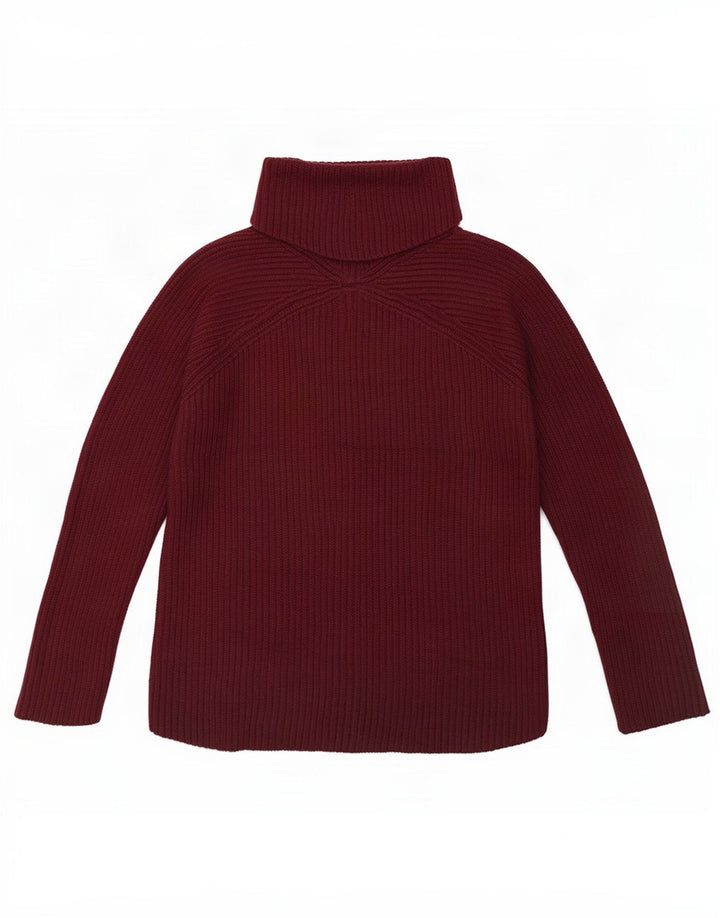 Jigsaw Womens Roll Neck Jumper Sweater UK 10 Small Burgundy Wool