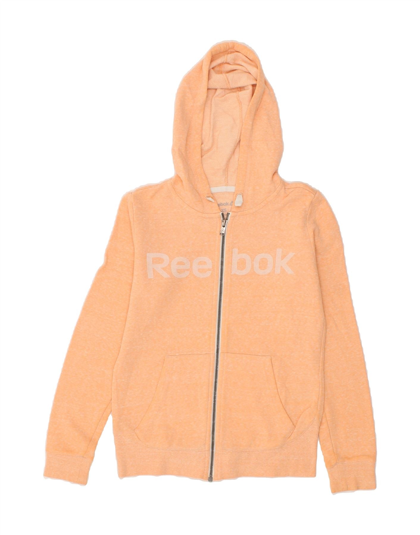 Sudadera con capucha y cremallera grafica para mujer REEBOK talla 4 6 del Reino Unido XS algodon naranja Ropa vintage y de segunda mano online Messina Hembry