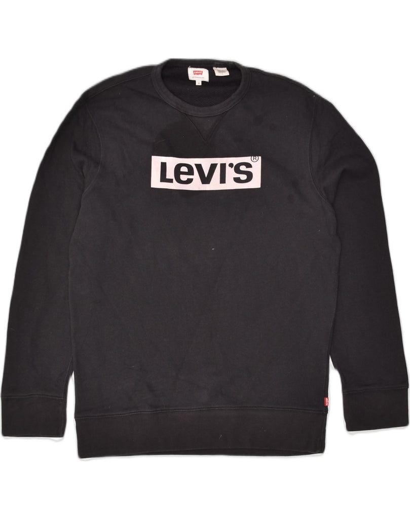 LEVI'S Mens Graphic Sweatshirt Jumper Medium Black Cotton | Vintage Levi's | Thrift | Second-Hand Levi's | Used Clothing | Messina Hembry 