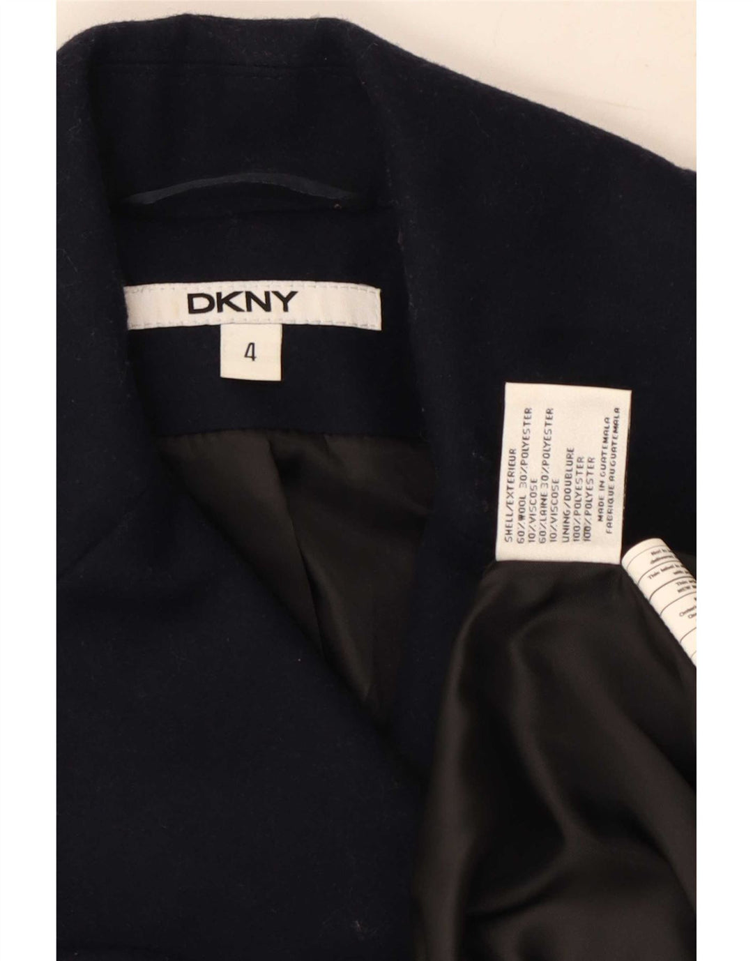 Dkny Womens Double Breasted Coat US 4 Small Navy Blue Wool