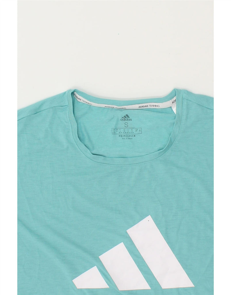 ADIDAS Womens Graphic T-Shirt Top UK 8/10 Small Turquoise Vintage Adidas and Second-Hand Adidas from Messina Hembry 