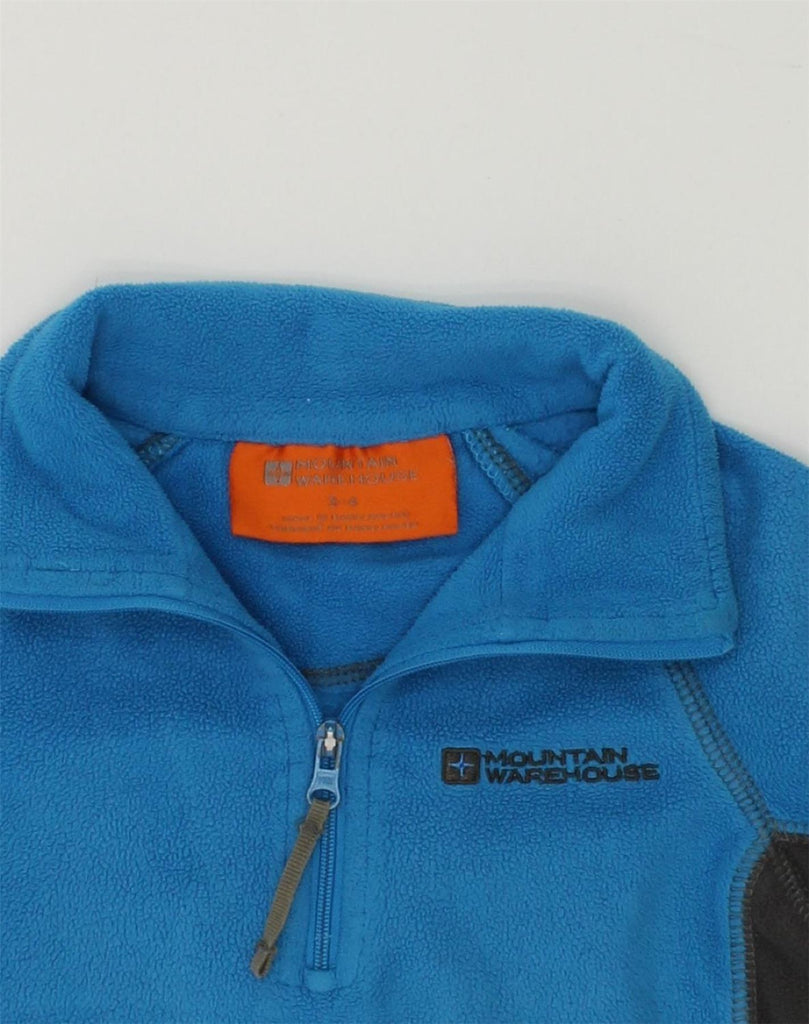 MOUNTAIN WAREHOUSE Boys Zip Neck Fleece Jumper 3-4 Years Blue Colourblock | Vintage Mountain Warehouse | Thrift | Second-Hand Mountain Warehouse | Used Clothing | Messina Hembry 