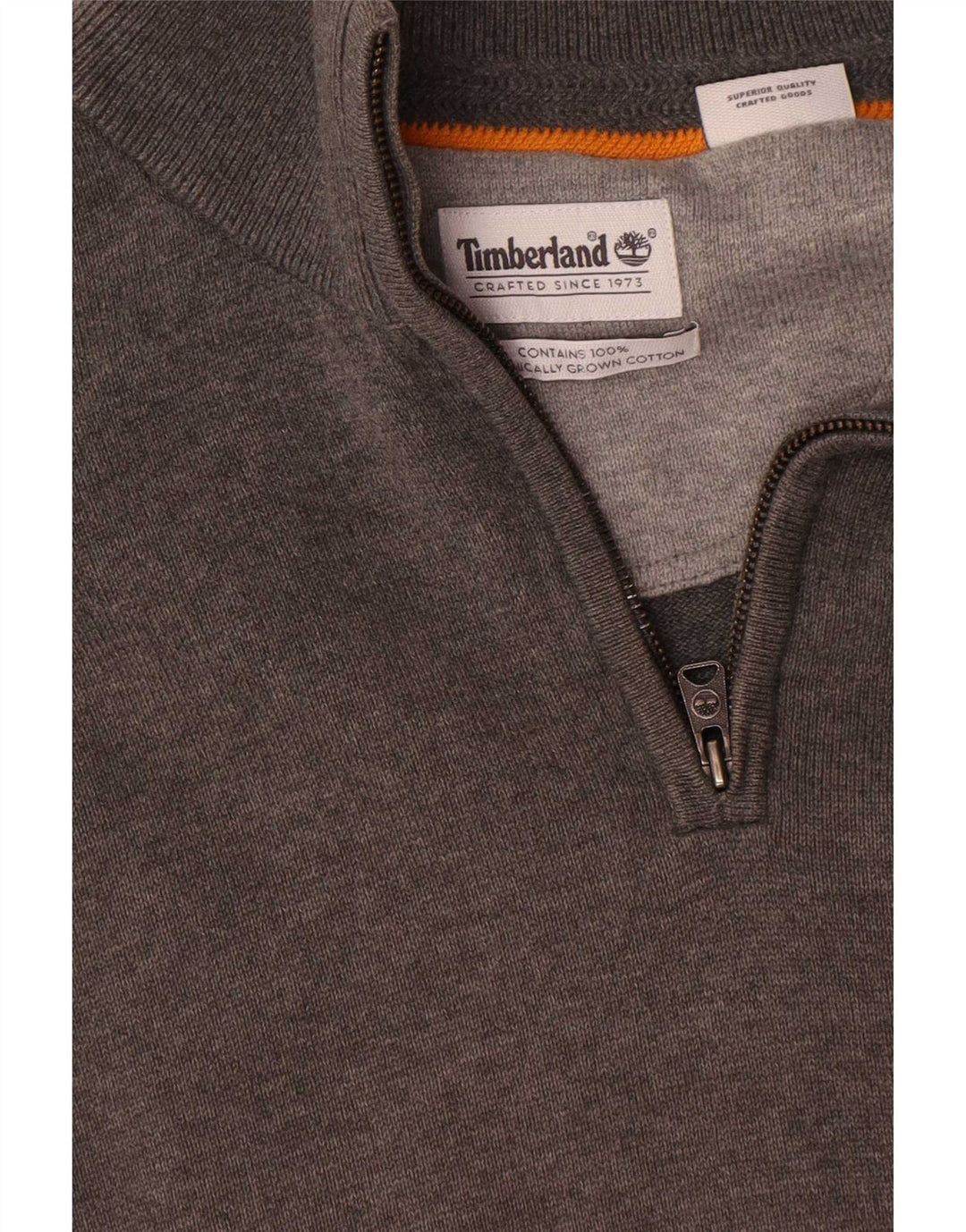 Timberland Mens Zip Neck Jumper Sweater Small Grey Cotton
