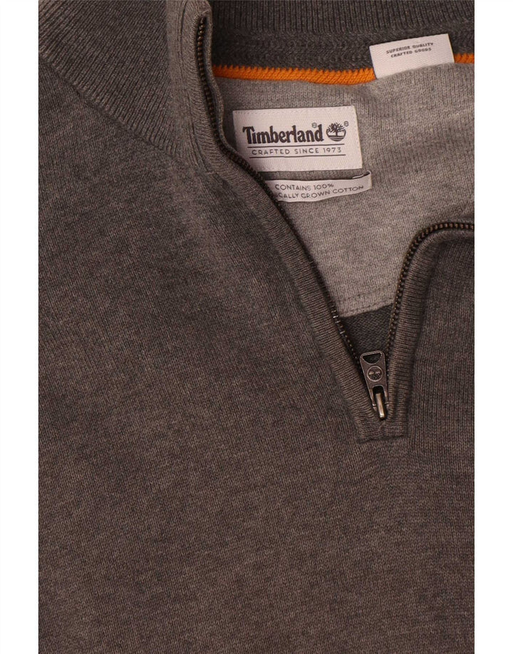Timberland Mens Zip Neck Jumper Sweater Small Grey Cotton