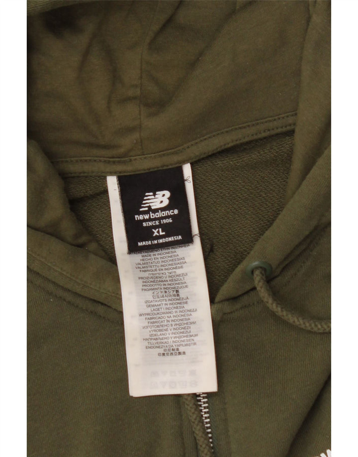 NEW BALANCE Mens Zip Hoodie Sweater XL Khaki Cotton