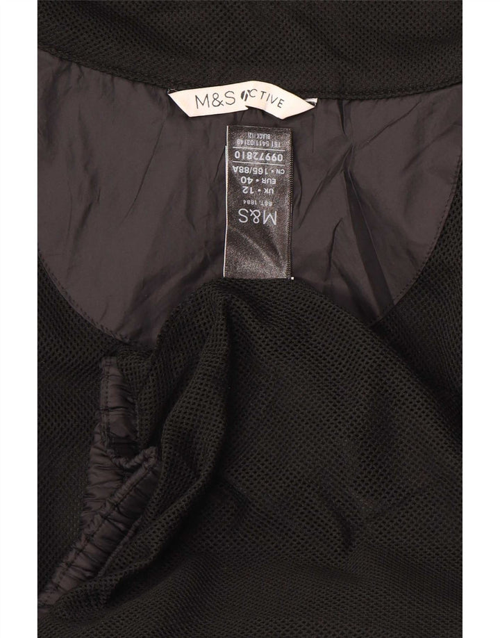 Marks & Spencer Womens Tracksuit Top Jacket UK 12 Medium Black Polyester