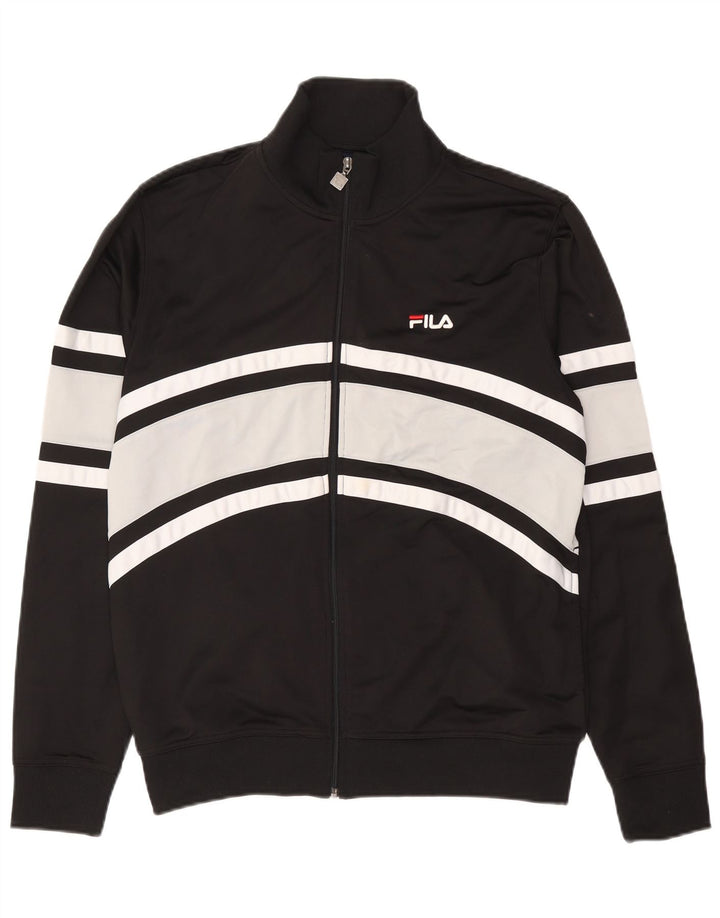 Fila Mens Tracksuit Top Jacket Large Black Colourblock Polyester