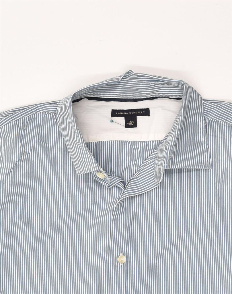 BANANA REPUBLIC Mens Shirt Large Blue Pinstripe Cotton | Vintage Banana Republic | Thrift | Second-Hand Banana Republic | Used Clothing | Messina Hembry 