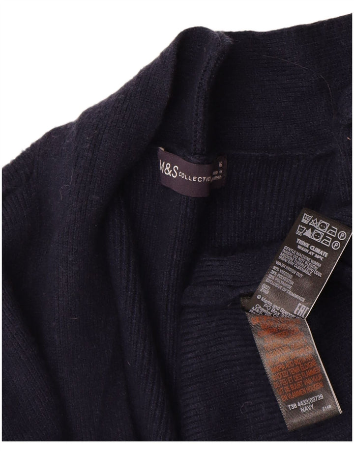 Marks & Spencer Womens Longline Open Cardigan Sweater UK 16 Large Navy Blue