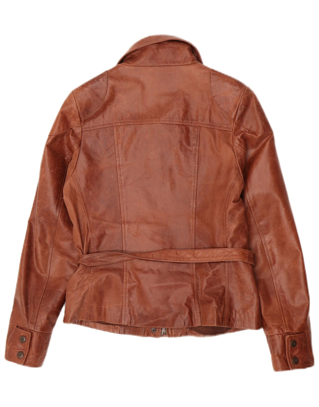 A. Raspini Womens Leather Jacket UK 12 Medium Brown Leather