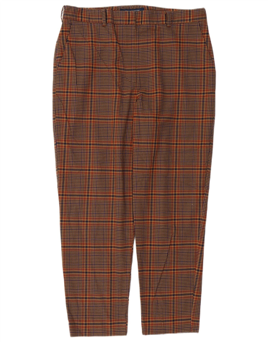French Connection Womens Casual Trousers UK 16 Large W34 L27 Brown Check