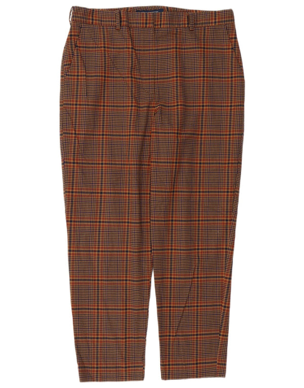 French Connection Womens Casual Trousers UK 16 Large W34 L27 Brown Check