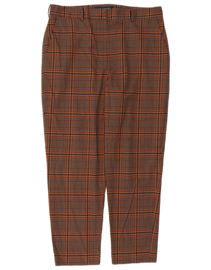 French Connection Womens Casual Trousers UK 16 Large W34 L27 Brown Check