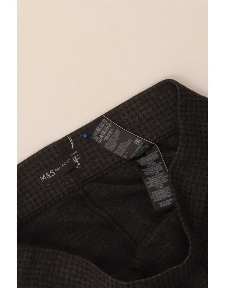 Marks & Spencer Womens Trousers UK 10 Small W26 L26 Grey Houndstooth