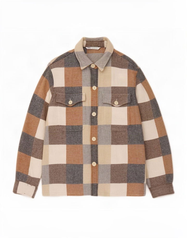 Zara Mens Flannel Shirt Large Multicoloured Check Cotton
