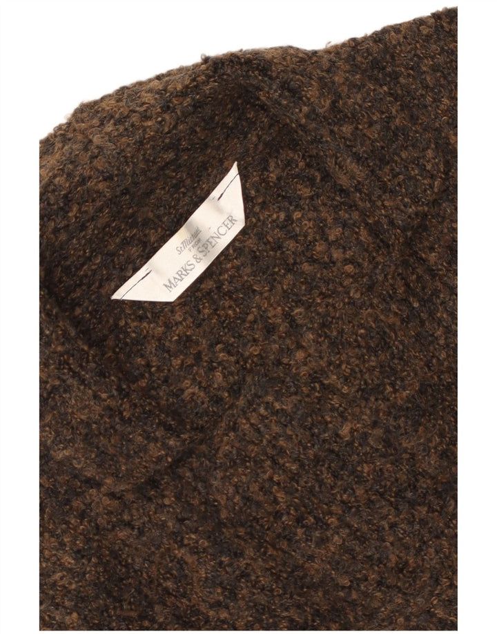 MARKS & SPENCER Womens Cardigan Sweater UK 10 Small Brown Flecked