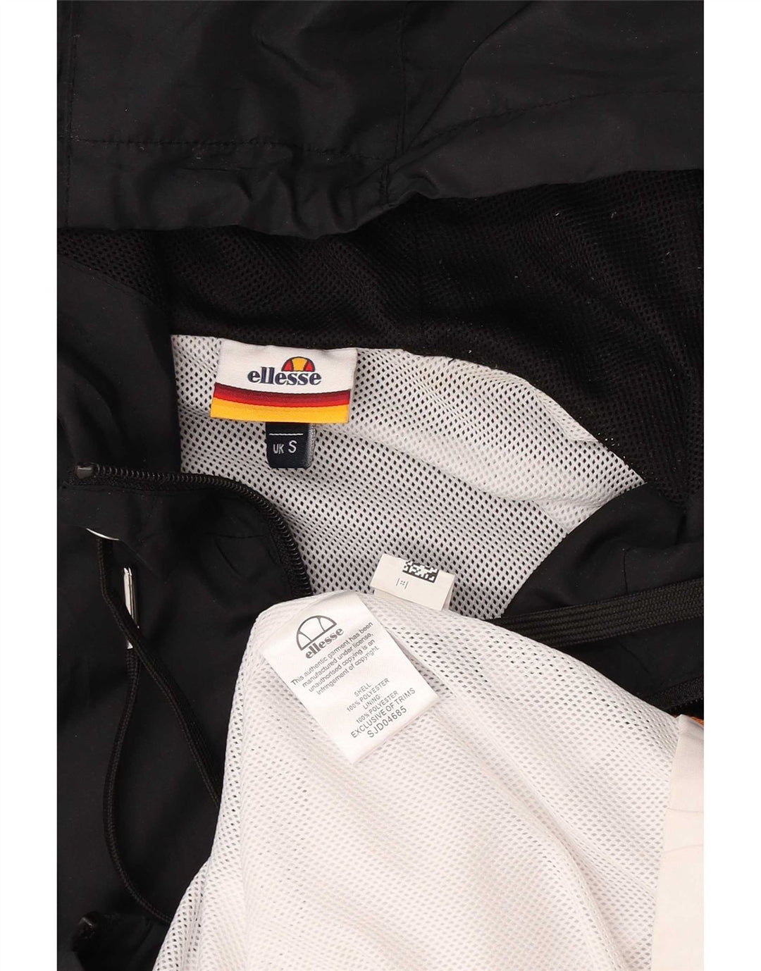 Ellesse Mens Graphic Hooded Tracksuit Top Jacket Small Black Colourblock